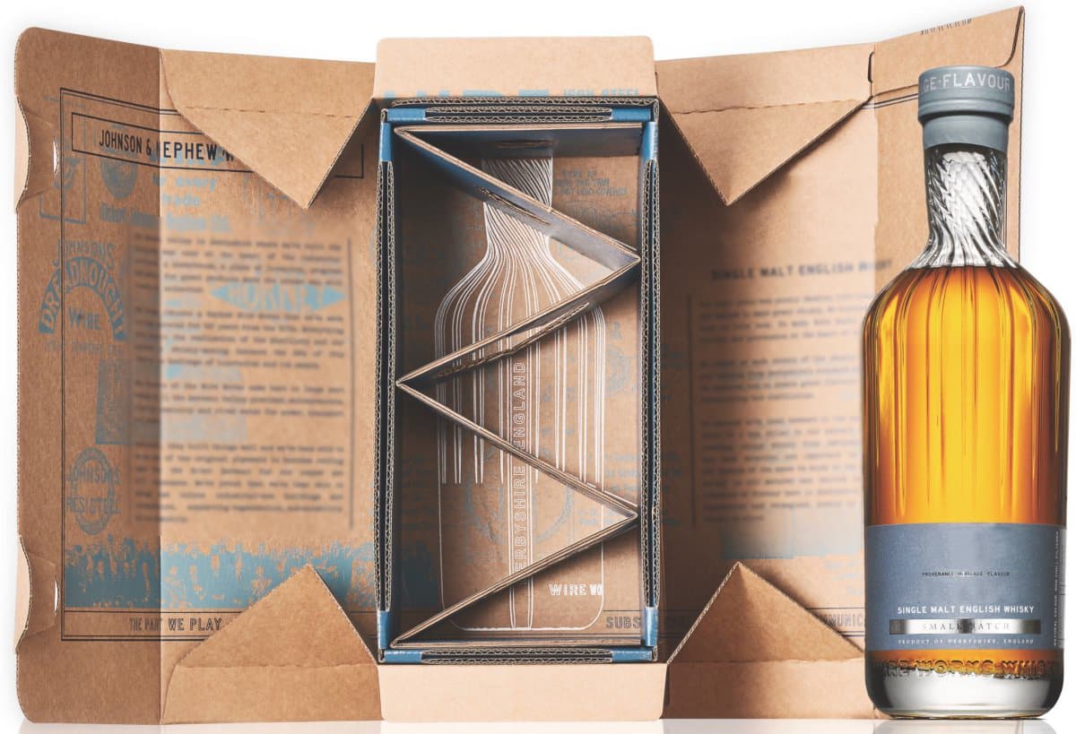 Twin-bottle art paper wine bag with rope handles